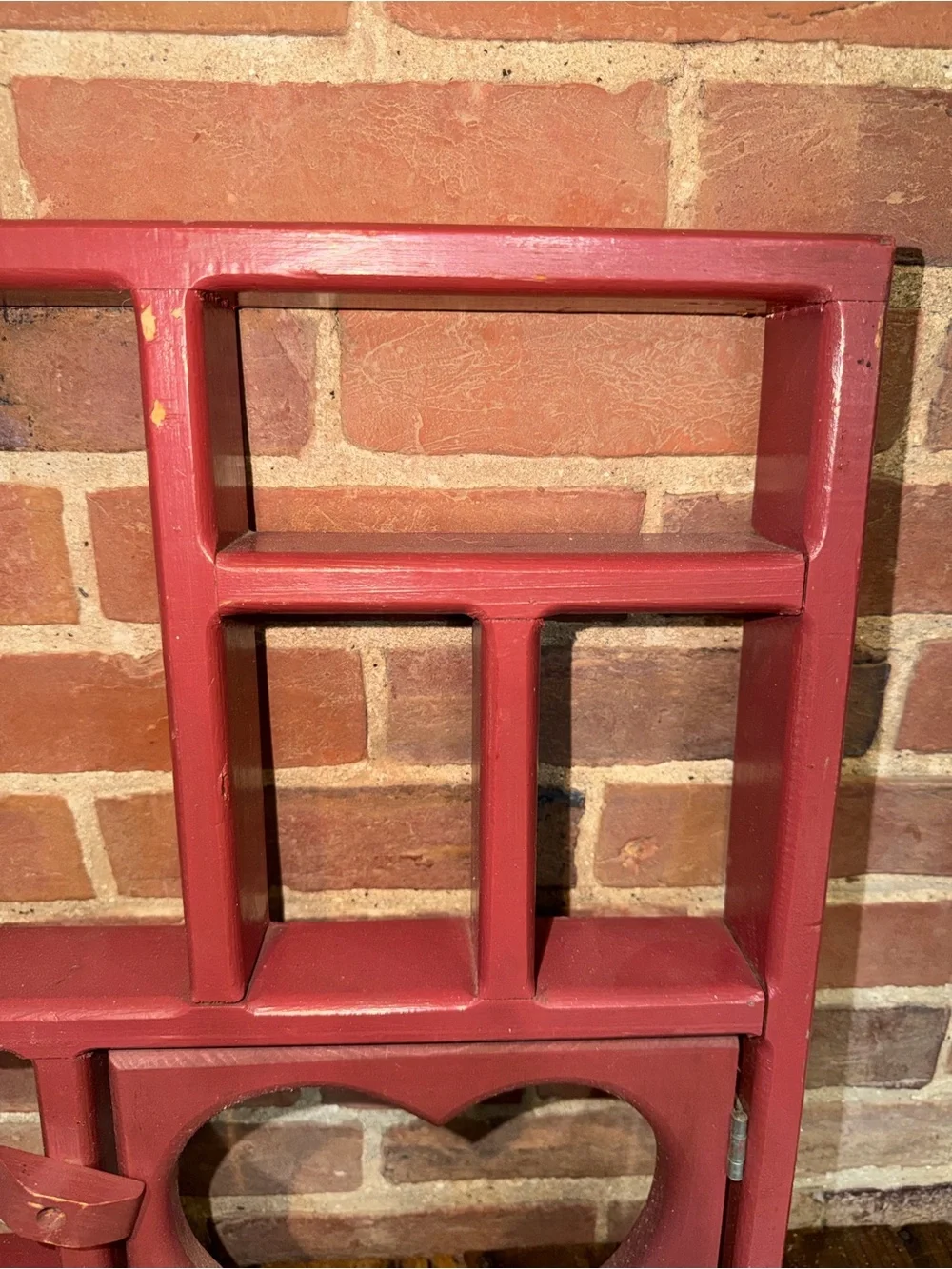 Wooden Wall Shelf Heart Cutout Cubby Display Knick Knack Farmhouse